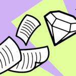 Illustration of papers and a diamond