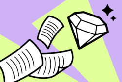 Illustration of papers and a diamond